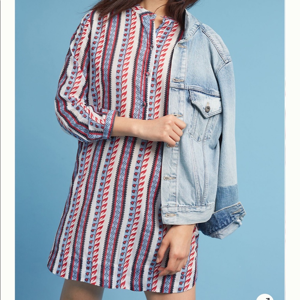 Anthropologie Red and Blue Striped Dress